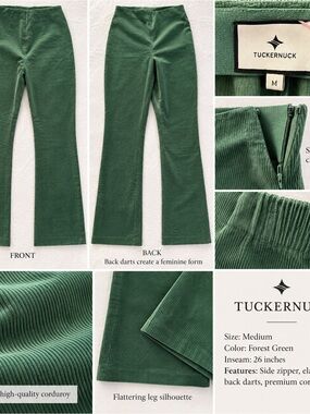 Tuckernuck Forest Green Corduroy Flare Pants